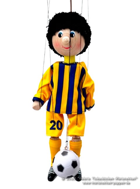 Futbolista marioneta de madera