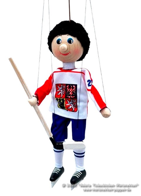 Jugador de hockey marioneta de madera